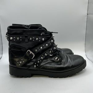 Zara Kids Ankle Combat Boots Booties Black Studded Girls Size 38